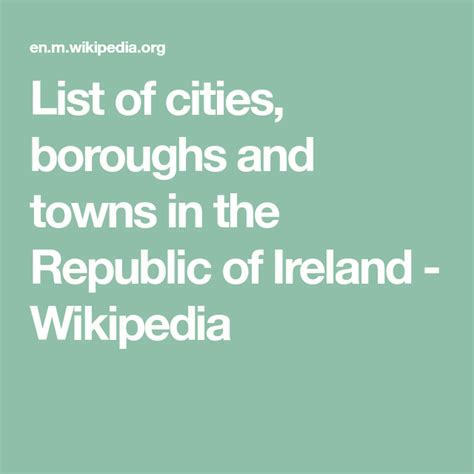 List of cities, boroughs and towns in the Republic of Ireland.